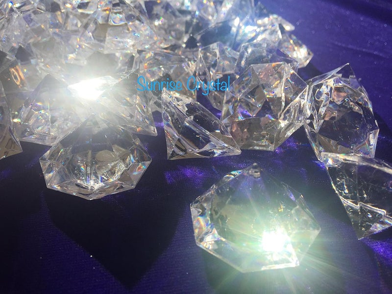 SUNRISE 120 Pieces 1" x 1-3/8" (22 mm x 35 mm) Crystal Clear Acrylic Diamond Jewels for Party Decoration, Event, Wedding, Vase Fillers by Sunrise Crystal - Image 3
