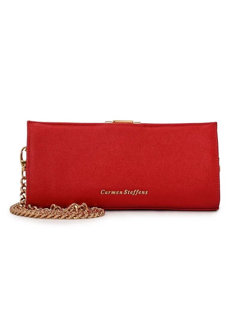 كارمن ستيفنز حقيبة كروس بودي جلدية حمراء روبي