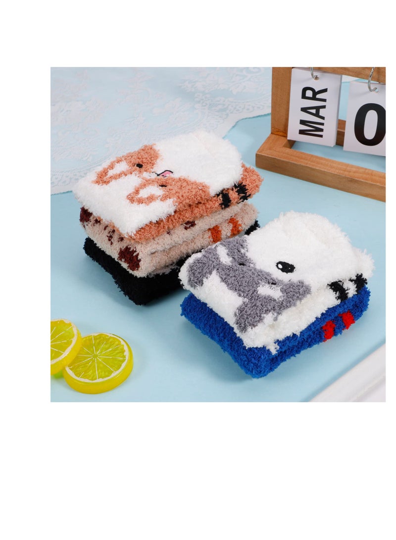 SYOSI 5 Pairs Fluffy Women Socks, Animal Fuzzy Socks Funny Fluffy Soft Socks, Animal Ladies Thermal Sock Fuzzy Bed Socks, Warm Winter Sleep Socks, for Winter Home Sleeping Holiday Gifts - Image 2