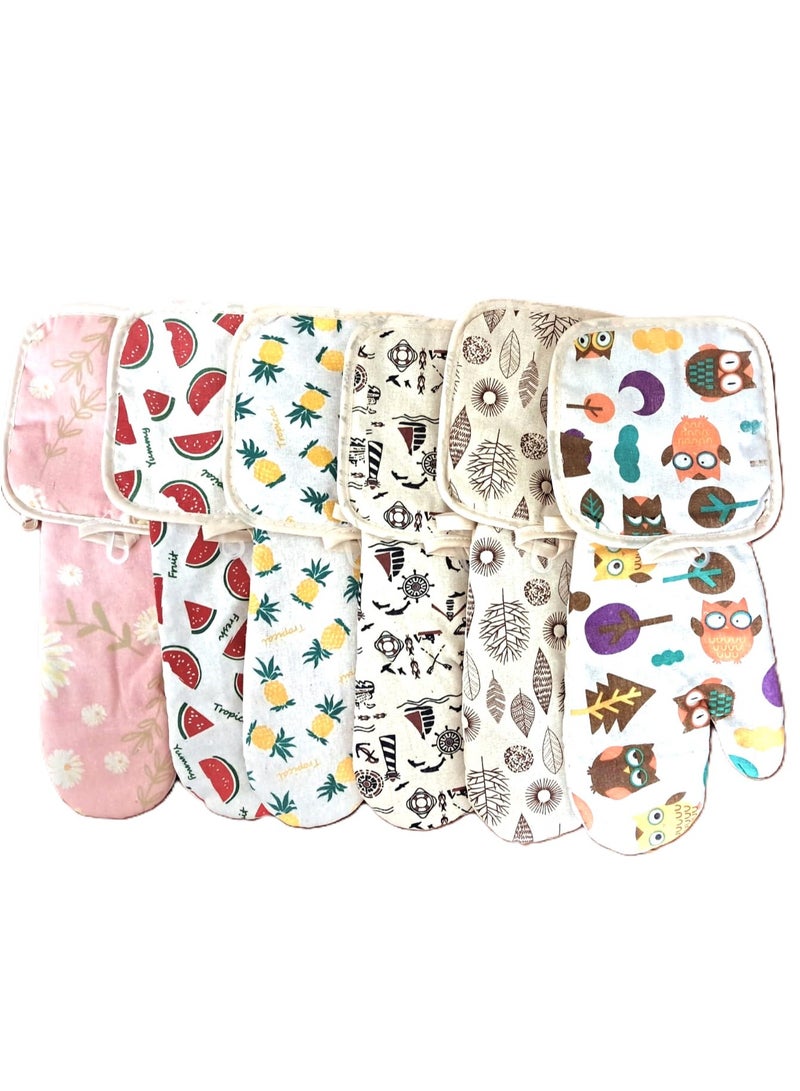 2-Piece Insulated Oven Glove in Multicolor Linen  - Image 1