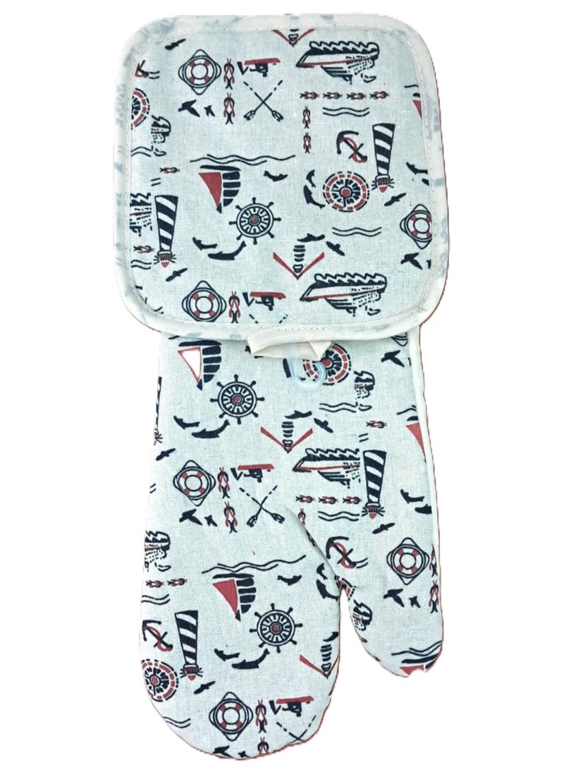 2-Piece Insulated Oven Glove in Multicolor Linen  - Image 5