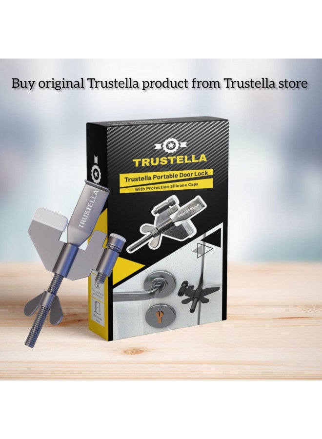 TRUSTELLA Original Trustella Heavy-Duty Portable Door Lock - Stainless Steel Security Device for Enhanced Safety - Ideal for Home, Travel, Hotels, Apartments - Silicone Protector Caps Included (1, Black) - Image 2