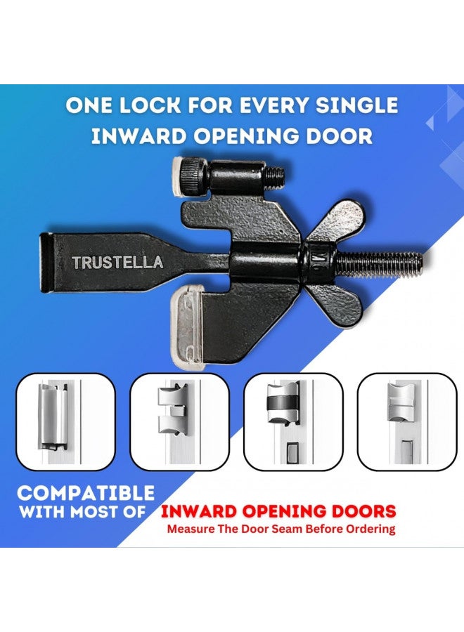TRUSTELLA Original Trustella Heavy-Duty Portable Door Lock - Stainless Steel Security Device for Enhanced Safety - Ideal for Home, Travel, Hotels, Apartments - Silicone Protector Caps Included (1, Black) - Image 4