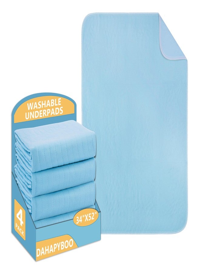 DAHAPYBOO Washable Underpads, 34"x52" 4 Pack Incontinence Bed Pads, Heavy Absorbency Reusable for Elderly, Kids, Adults and Pets, Waterproof Quick Drying for Bed, Sofa, Floor - Image 1