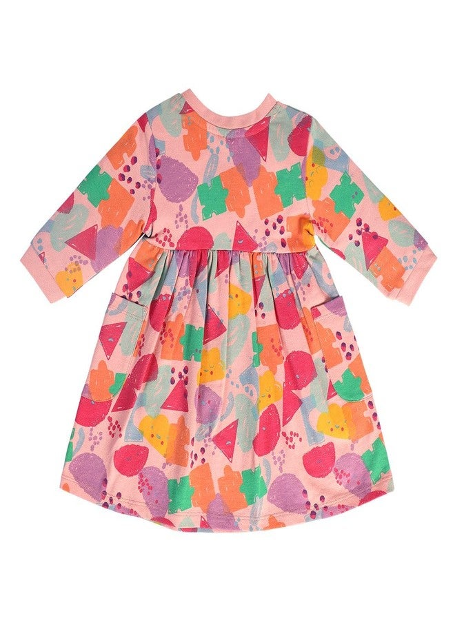 miniklub Baby Round Neck Knee Length Knitted Cotton Pink Color Dress With Bloomer (12-18M) - Image 4