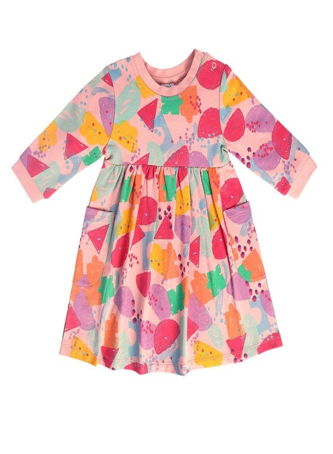 miniklub Baby Round Neck Knee Length Knitted Cotton Pink Color Dress With Bloomer (12-18M) - Image 3