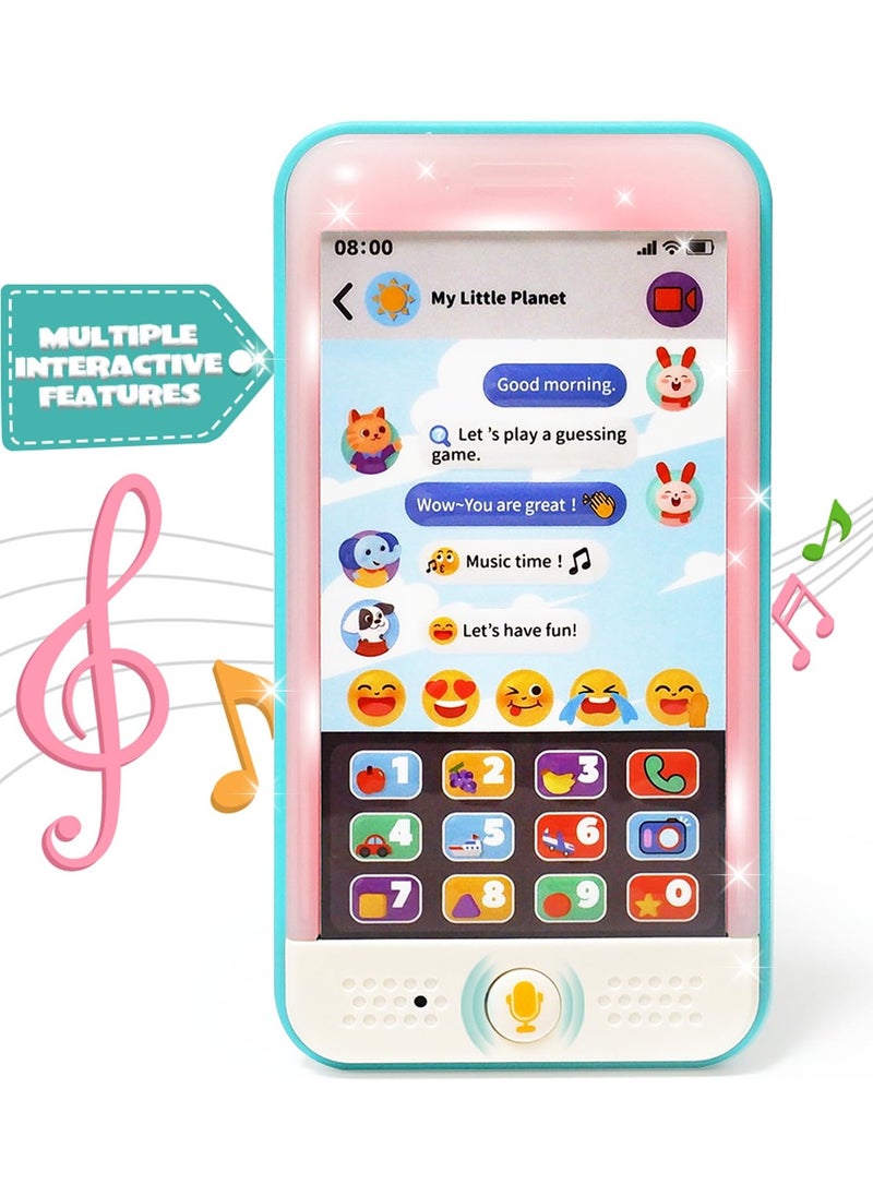 BAYBEE Musical Mobile Phone Toys for kids with Touch Screen Light Sounds Baby Pretend Play CellPhone Toy Game English & Number Interactive Learning Education Toddler Kids Toys for 1 2 3 4 Years Boys Girls  - Image 1