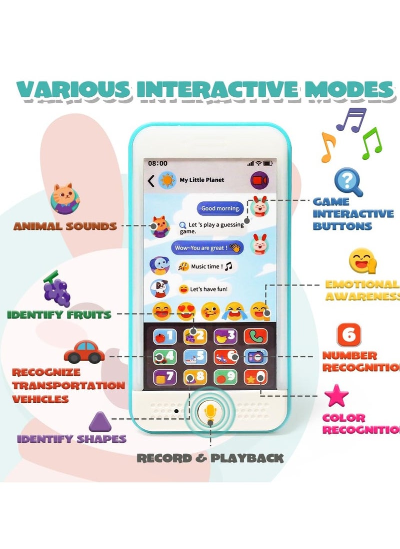 BAYBEE Musical Mobile Phone Toys for kids with Touch Screen Light Sounds Baby Pretend Play CellPhone Toy Game English & Number Interactive Learning Education Toddler Kids Toys for 1 2 3 4 Years Boys Girls  - Image 3