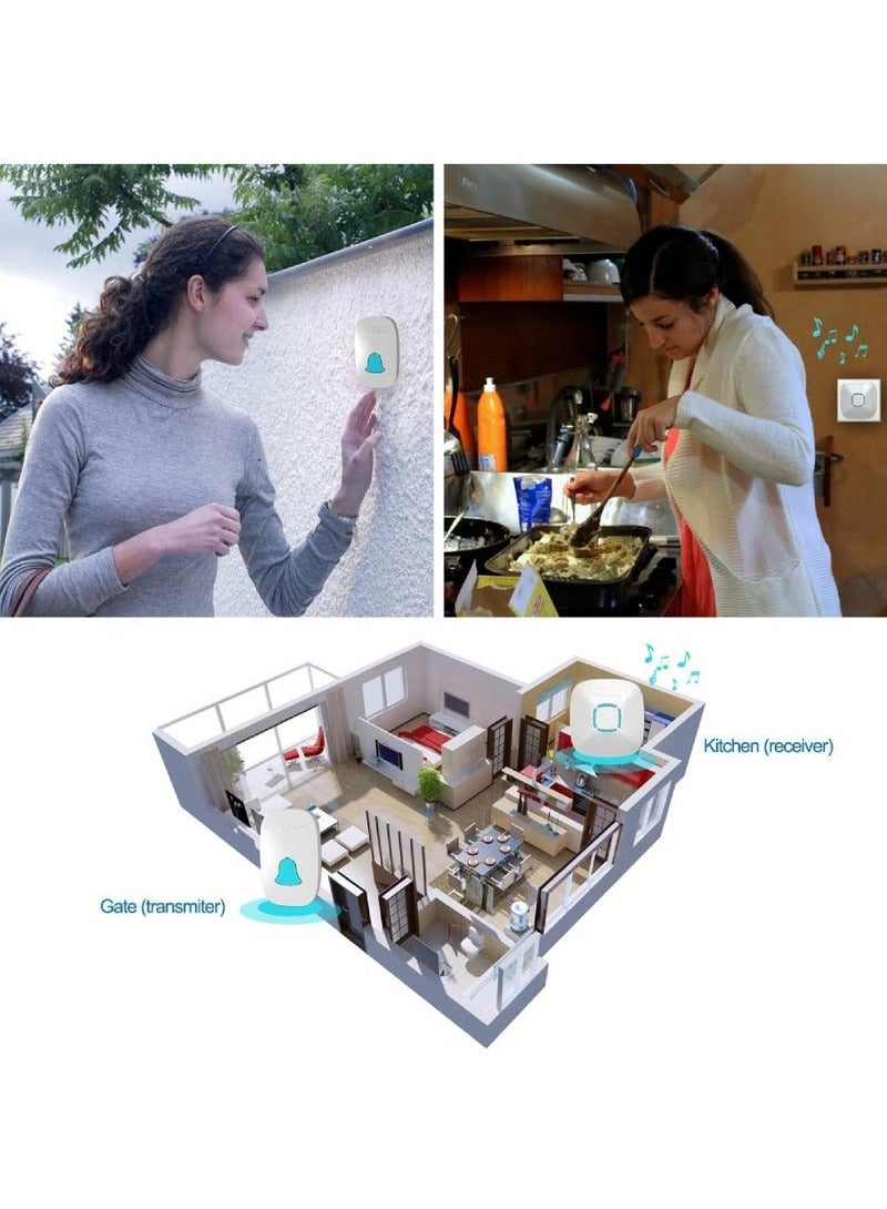 Captaintech Wireless Doorbell Kit – Waterproof with 36 Chime Tones u0026 1000ft Range | Adjustable Volume, LED Flash, 1 Receiver + 1 Push on - Image 5