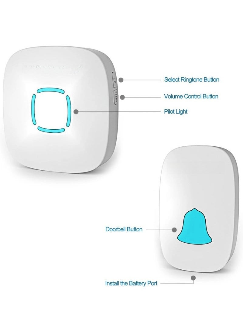 Captaintech Wireless Doorbell Kit – Waterproof with 36 Chime Tones u0026 1000ft Range | Adjustable Volume, LED Flash, 1 Receiver + 1 Push on - Image 4