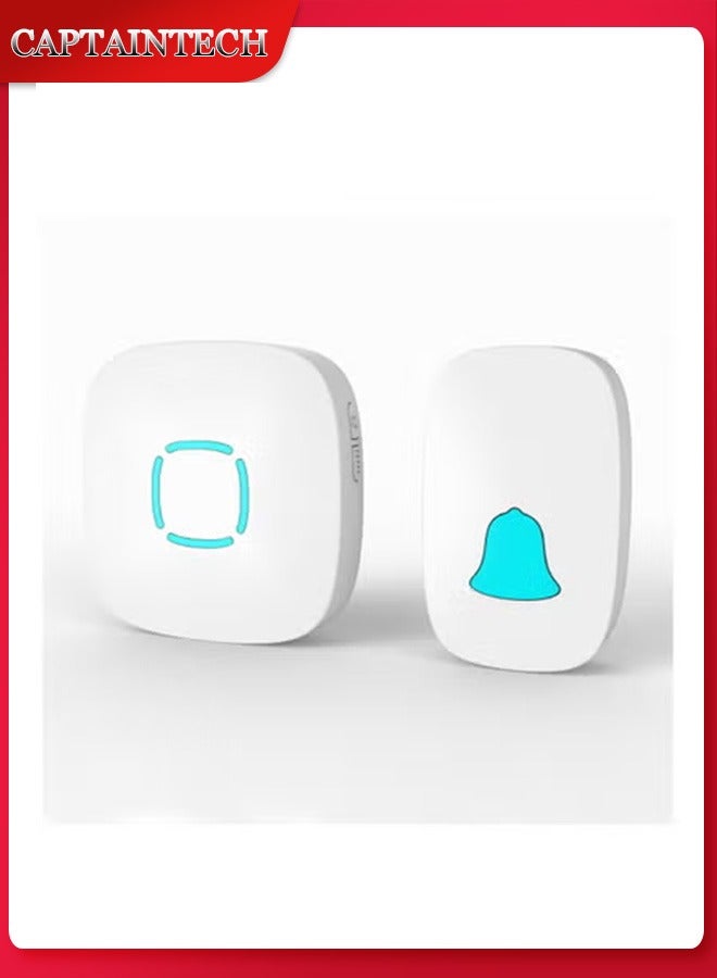 Captaintech Wireless Doorbell Kit – Waterproof with 36 Chime Tones u0026 1000ft Range | Adjustable Volume, LED Flash, 1 Receiver + 1 Push on - Image 1