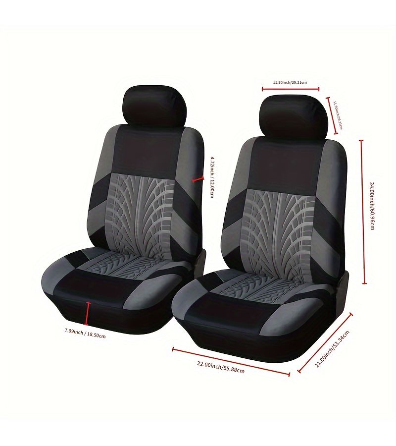4pcs Universal Car Seat Covers Two Front Seats Set Red Breathable Polyester Split Design For Cars Trucks SUVs Hand Wash Or Dry Clean All Season Foam Filled - Image 2