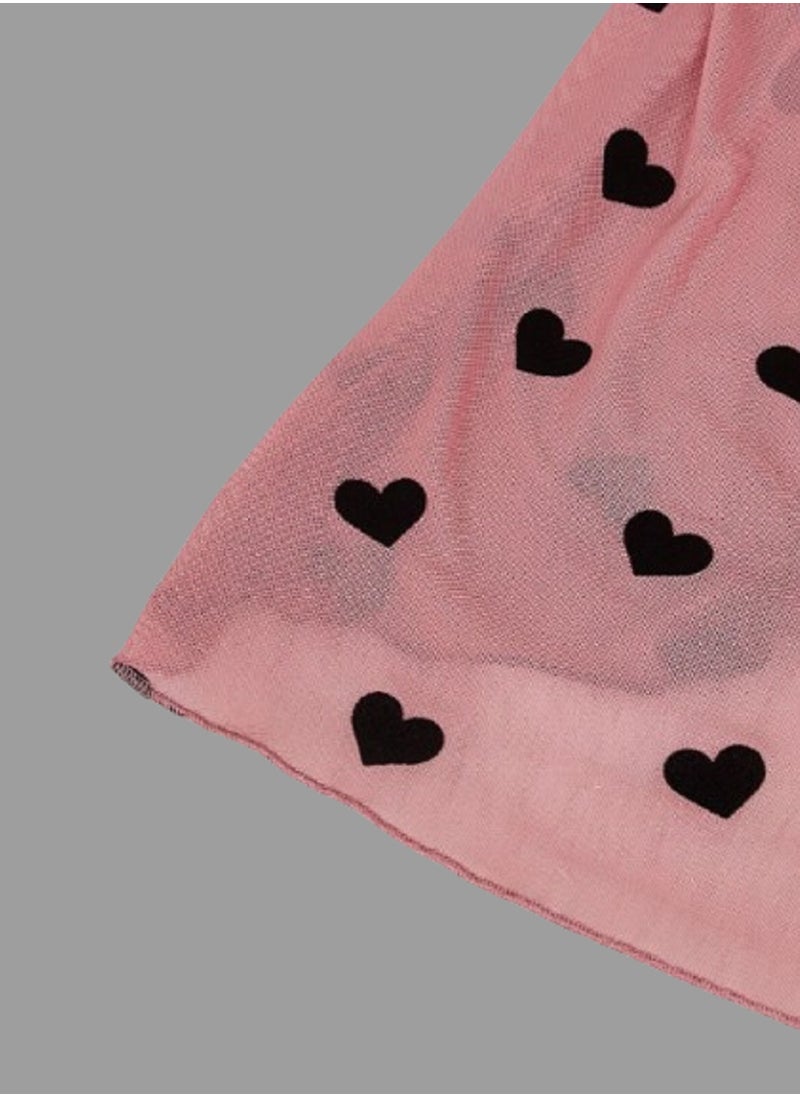 Generic - Nightgown, made of chiffon, with a heart print, opening at the chest - Image 1