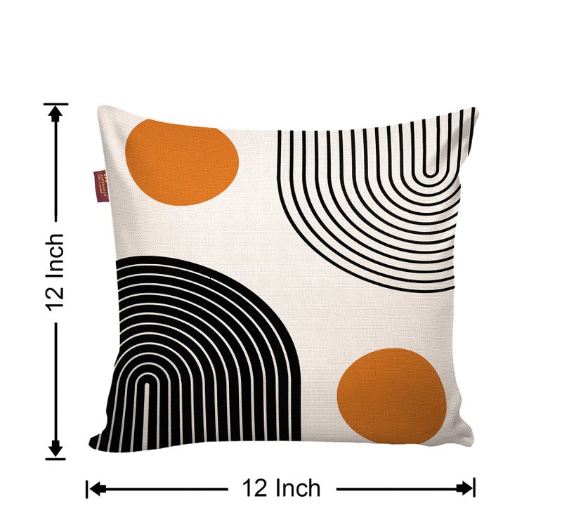 AEROHAVEN Cotton Premium Set Of 5 Geometric Digital Printed Hand Stitched Throw Pillow/Cushion Covers - (Off-White, 12 X 12 Inch) - Image 3