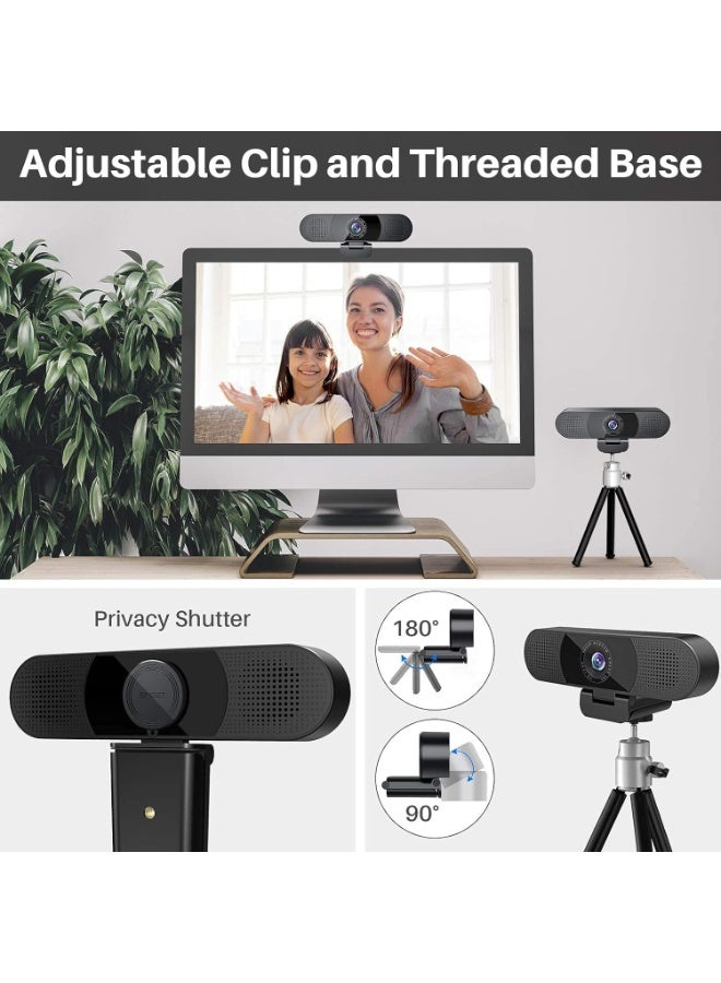 EMEET 3 in 1 Webcam - 1080P Webcam with Microphone and Speakers, Noise Reduction, Auto Low Light Correction W/Cover, C980 Pro USB Camera Webcam 60°-98° for... - Image 3