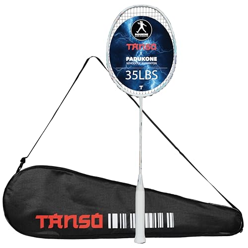 TANSO Arashi SS Strung Badminton Racket (35 Lbs Tension, Recommended by Padukone School of Badminton, 77 Grams Ultra Light Weight Full Carbon Fiber with Premium Strings and Full Racquet Cover) - Image 1