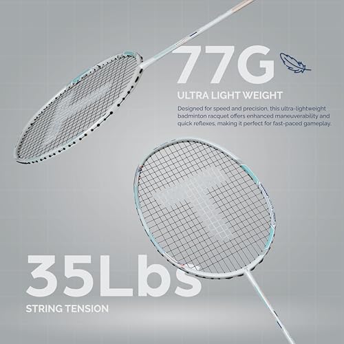 TANSO Arashi SS Strung Badminton Racket (35 Lbs Tension, Recommended by Padukone School of Badminton, 77 Grams Ultra Light Weight Full Carbon Fiber with Premium Strings and Full Racquet Cover) - Image 2