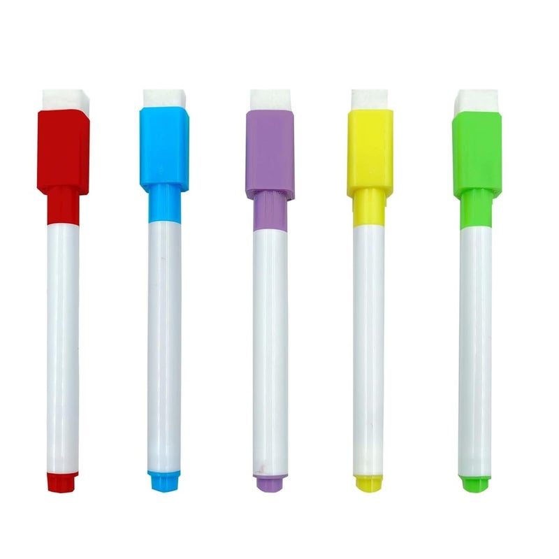 Natkam Whiteboard Marker With Eraser Cap | Refillable Black Color Marker Pens | Easily Erasable Ink | Perfect For Writing on White Board Premium Writing Supplies (Pack of 5) (Black Ink) - Image 1