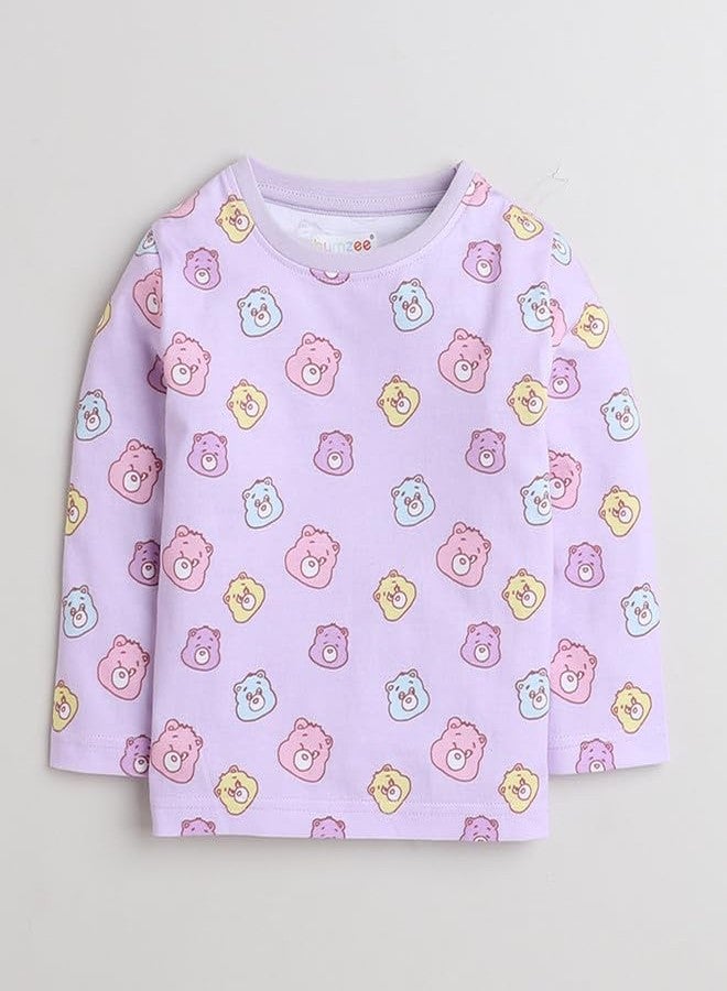 BUMZEE Lavender Girls Full Sleeves T-Shirt & Pyjama Set Age - 6-12 Months (Peb8690C-lvd) - Image 2