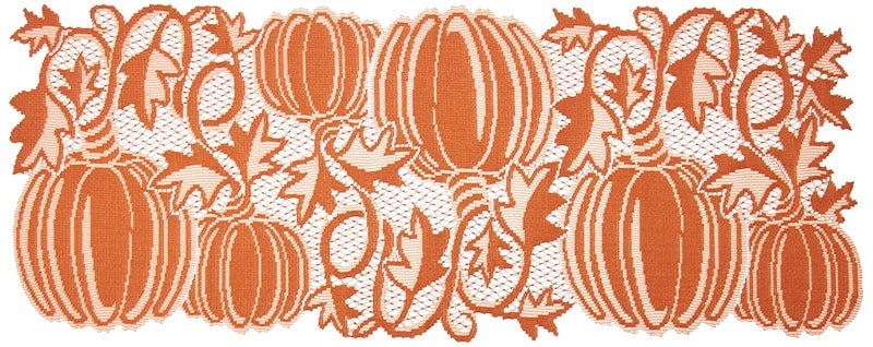 Heritage Lace Pumpkin Vine 14x36 Orange Table RunnerPV1436O