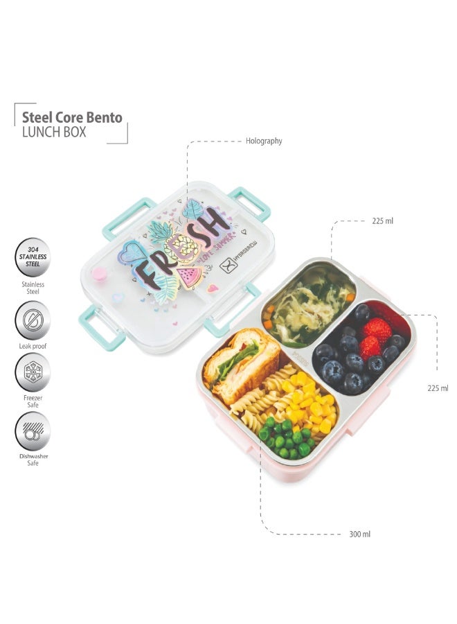 Hydrobrew Personalized Steel Core Bento Lunch Box 3 Compartment 750ml – Fresh Pink - Image 4