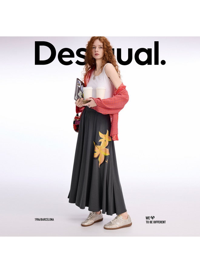 DESIGUAL [Blogger'S Pick] 25Ss New Floral Print Stretch Modal A-Line Skirt - Image 5