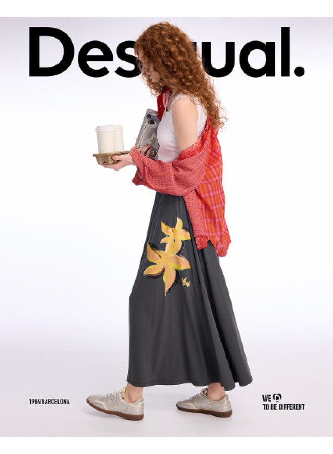 DESIGUAL [Blogger'S Pick] 25Ss New Floral Print Stretch Modal A-Line Skirt - Image 1