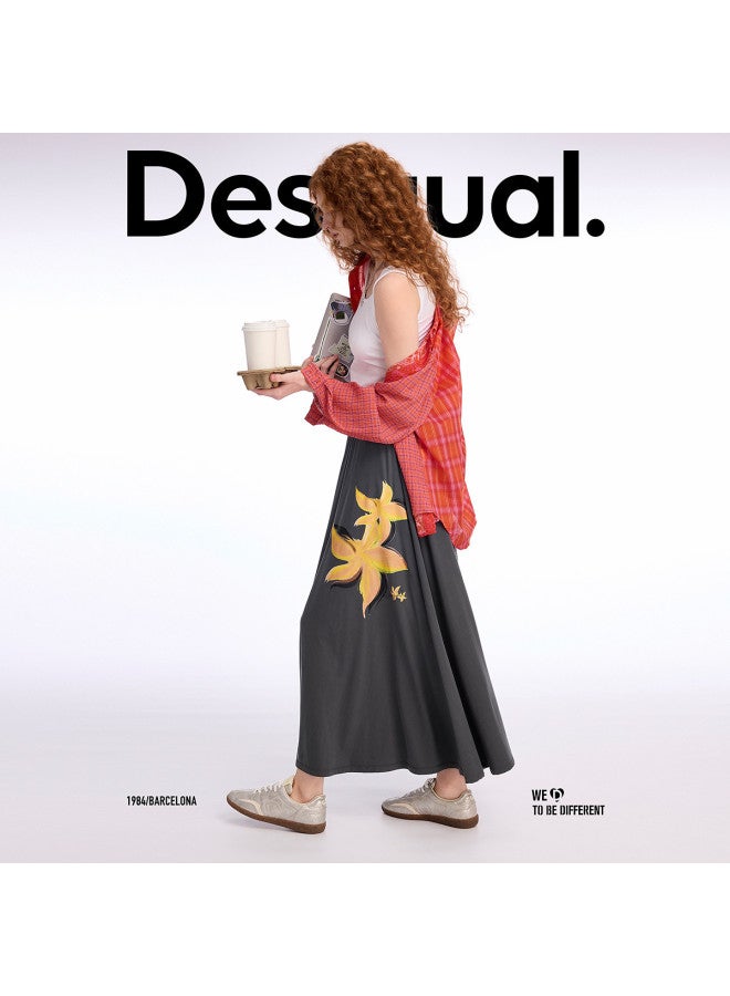DESIGUAL [Blogger'S Pick] 25Ss New Floral Print Stretch Modal A-Line Skirt - Image 2