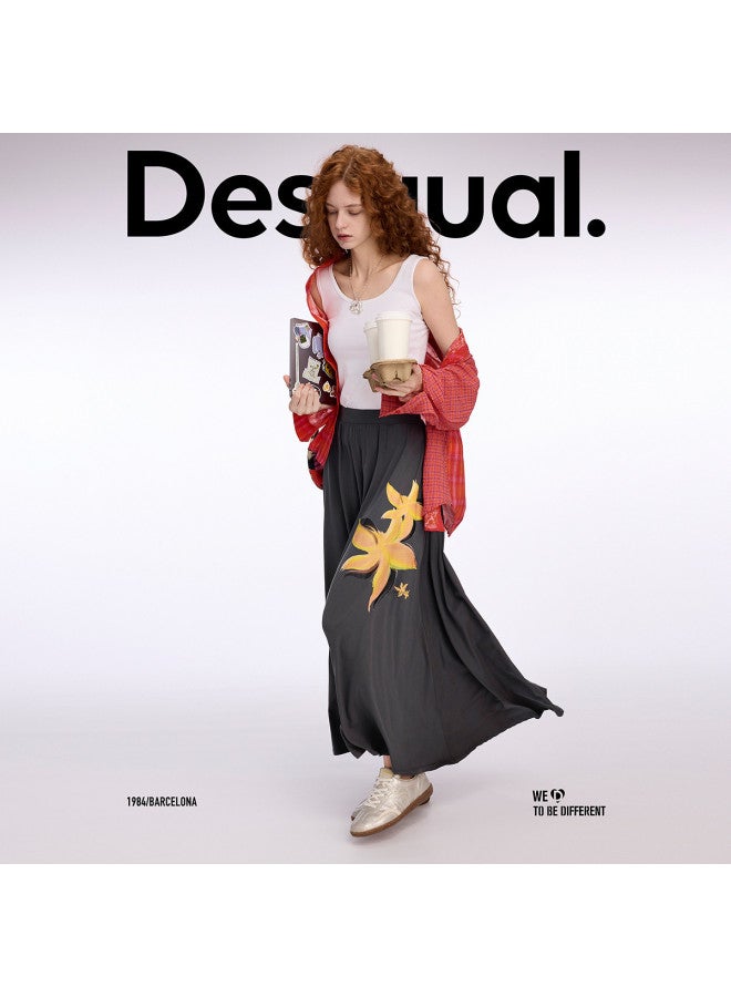 DESIGUAL [Blogger'S Pick] 25Ss New Floral Print Stretch Modal A-Line Skirt - Image 4