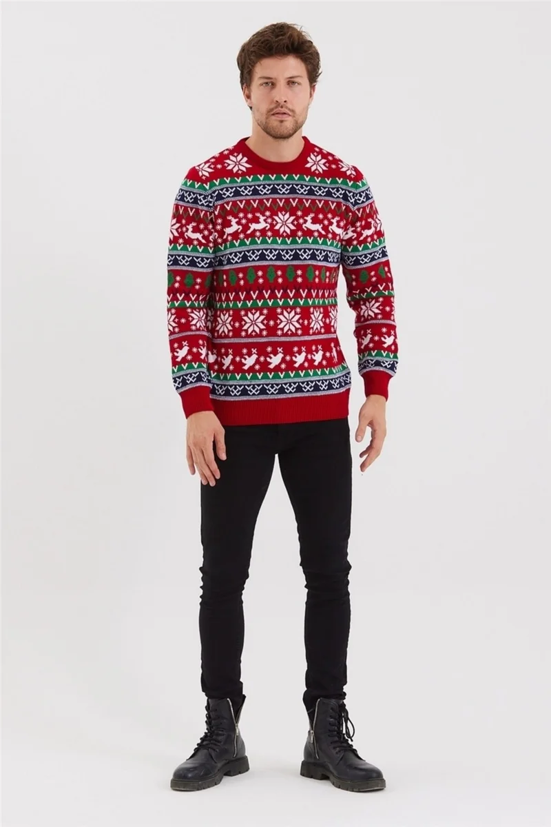 كوول تارز Cool Style Men's Red-Green-White Christmas New Year Sweater-NOELKZKR200S