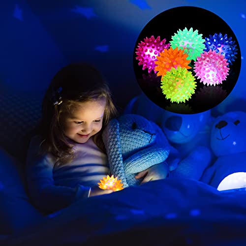 Charniol 60 Pack Light up Spike Rubber Ball LED Spiky Ball Strobe Flashing Sensory Toy Bouncy Flash Stress Toy for Adults Teens 217 Inch - Image 5