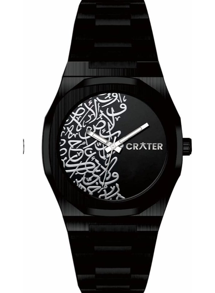 كريتر  ساعة كريتر (CRATER) للرجال – تصميم ملكي فاخر من الستانلس ستيل، مينا كلاسيكي مع عرض التاريخ، مقاومة للماء – تشمل علبة الماركة (أسود /أسود ). - Image 1