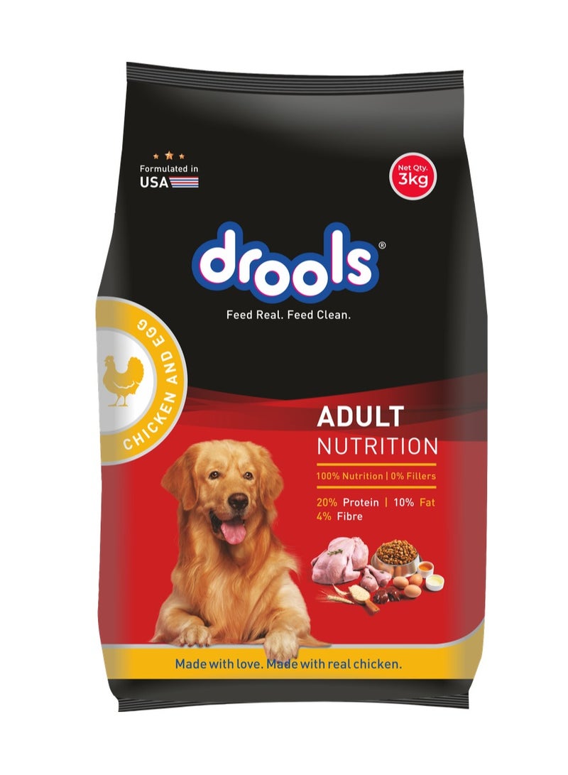 Drools Adult Dry Dog Food  Chicken & Egg 3kg - Image 1