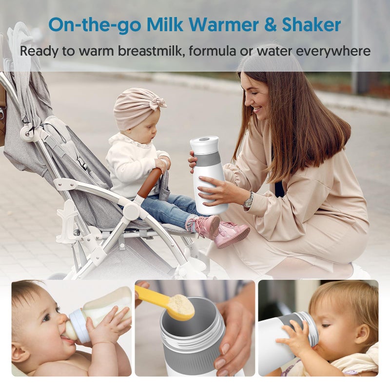 Bellababy Portable Milk Warmer & Mixer, Cordless Travel Bottle Warmer for Breastmilk, Formula or Water, 10 oz Big Capacity, Big Battery Capacity for Journey, Calienta Biberones PortÃ¡til - Image 4