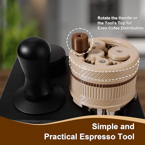 ShanSon WDT Espresso Tool with Brush Base Coffee Powder Distributor Needle WDT Tool for Barista Coffee Bar Espresso Distribution Tool,58mm,Khaki&Brown - Image 3