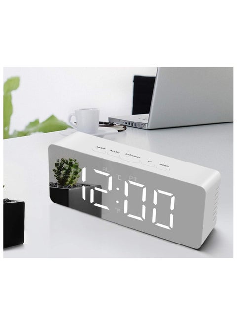 Abdobariya Digital Led Alarm Clock | Mirror Alarm Clock For Heavy Sleepers, Kids | Large Led Display With Snooze Time Temperature Function For Bedroom,...