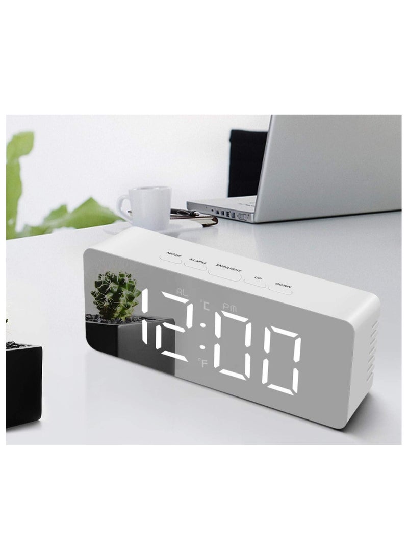 Abdobariya Digital Led Alarm Clock | Mirror Alarm Clock For Heavy Sleepers, Kids | Large Led Display With Snooze Time Temperature Function For Bedroom,...