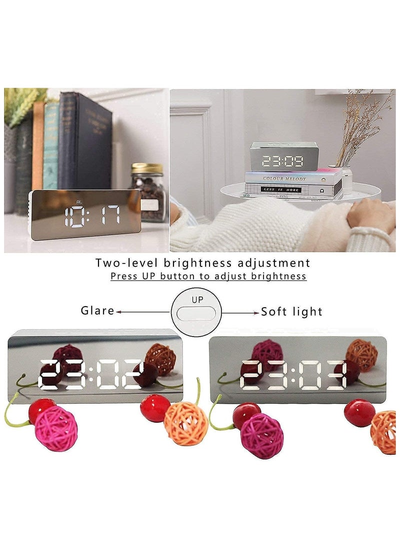 Abdobariya Digital Led Alarm Clock | Mirror Alarm Clock For Heavy Sleepers, Kids | Large Led Display With Snooze Time Temperature Function For Bedroom,...