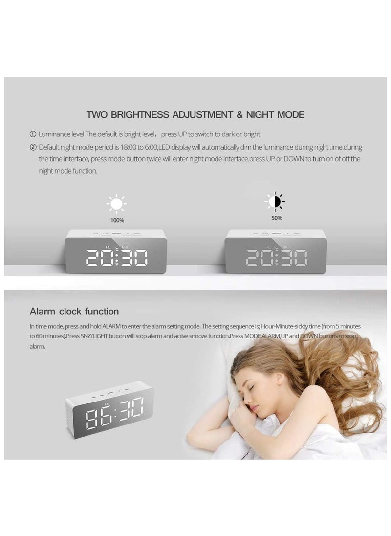 Abdobariya Digital Led Alarm Clock | Mirror Alarm Clock For Heavy Sleepers, Kids | Large Led Display With Snooze Time Temperature Function For Bedroom,...