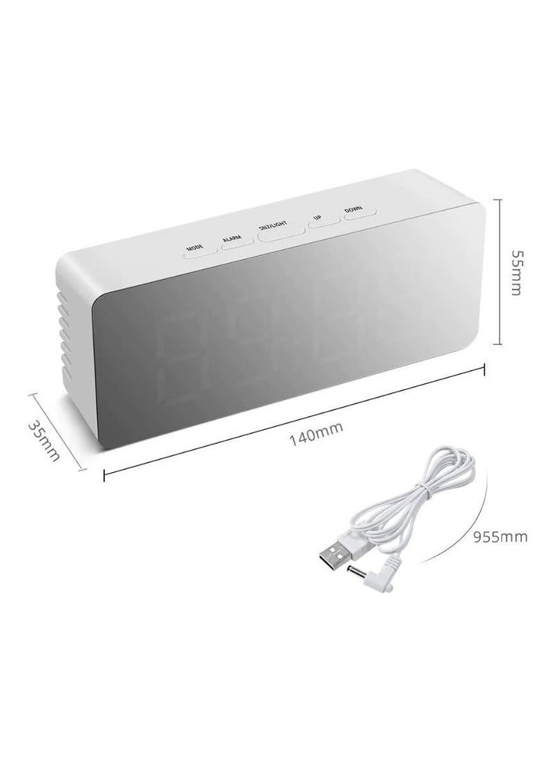 Abdobariya Digital Led Alarm Clock | Mirror Alarm Clock For Heavy Sleepers, Kids | Large Led Display With Snooze Time Temperature Function For Bedroom,...