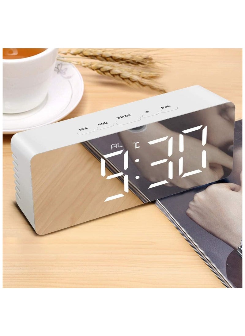 Abdobariya Digital Led Alarm Clock | Mirror Alarm Clock For Heavy Sleepers, Kids | Large Led Display With Snooze Time Temperature Function For Bedroom,...