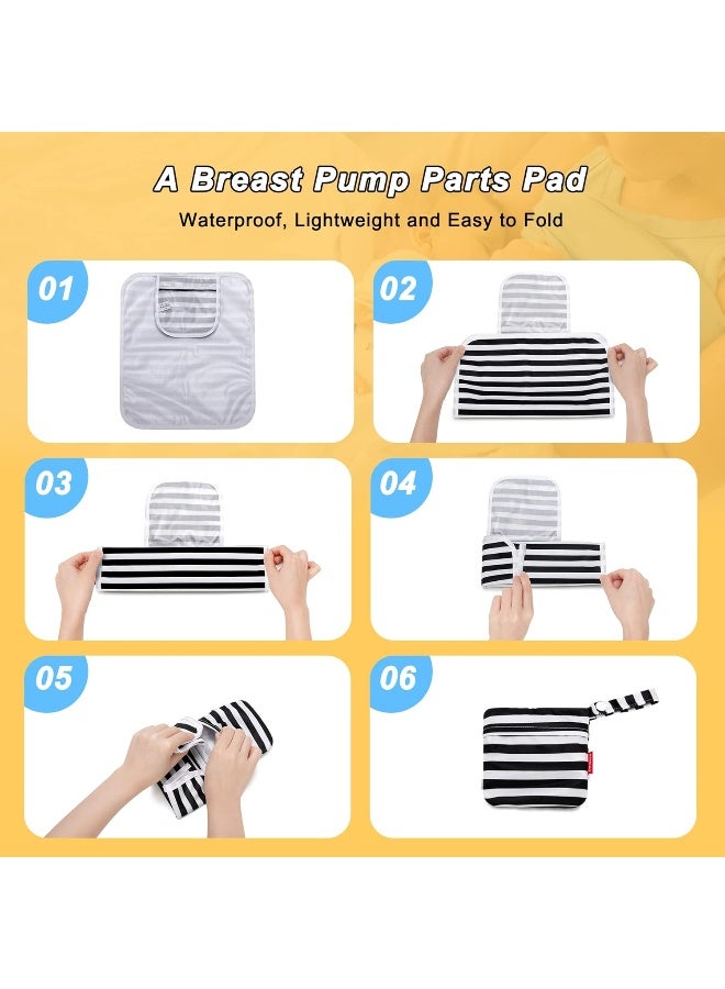 Damero Breast Pump Parts Bag, 2Pack Wet Bag for Breast Pump Parts Storage with Waterproof Mat, Black Strips - Image 5