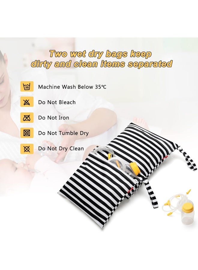 Damero Breast Pump Parts Bag, 2Pack Wet Bag for Breast Pump Parts Storage with Waterproof Mat, Black Strips - Image 4
