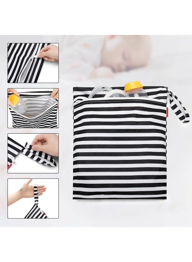 Damero Breast Pump Parts Bag, 2Pack Wet Bag for Breast Pump Parts Storage with Waterproof Mat, Black Strips - Image 2