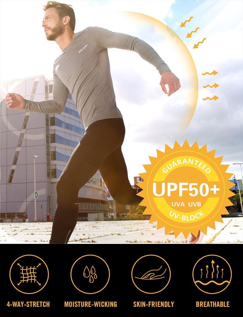 baleaf Men's Rash Guard Shirts Fishing Long Sleeve UV Sun Protection SPF T-Shirts UPF 50+ Lightweight Beach Gray Size L - Image 4