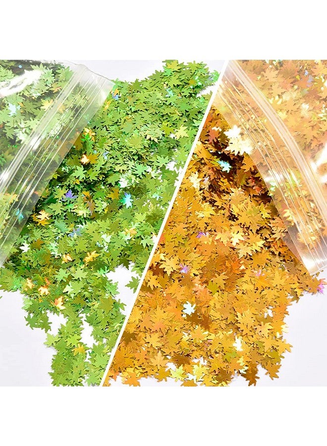 ASVNRES 5 Bags Fall Holographic Nail Art Maple Leaf Sequins Glitters, Nails Decorations Supply Gel Polish Manicure Tips Accessories Autumn Maple Leaves Nail Design Glitter Flakes Set  - Image 2