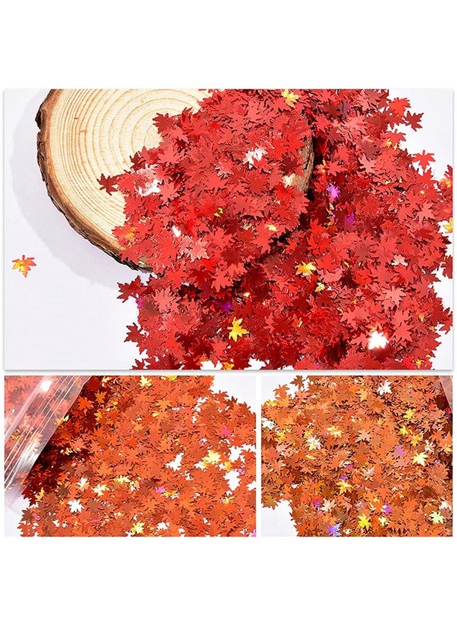 ASVNRES 5 Bags Fall Holographic Nail Art Maple Leaf Sequins Glitters, Nails Decorations Supply Gel Polish Manicure Tips Accessories Autumn Maple Leaves Nail Design Glitter Flakes Set  - Image 3