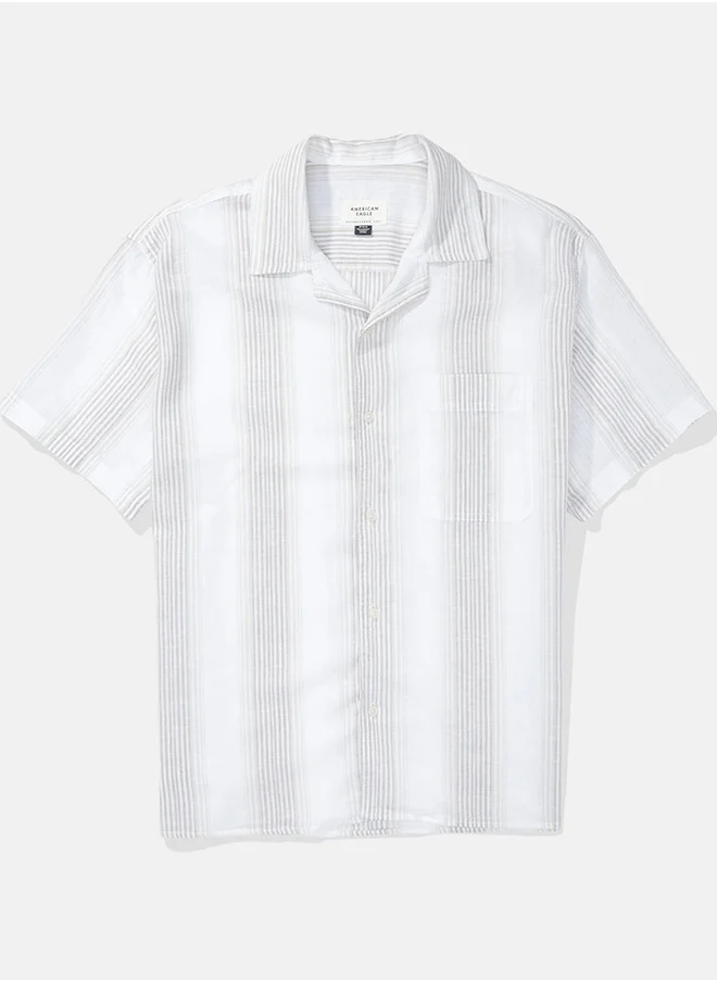 امريكان ايجل AE Striped Button-Up Poolside Shirt