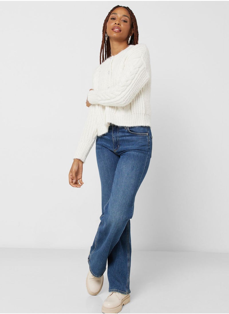 ONLY - Puff Sleeve Knitted Cardigan - Image 1