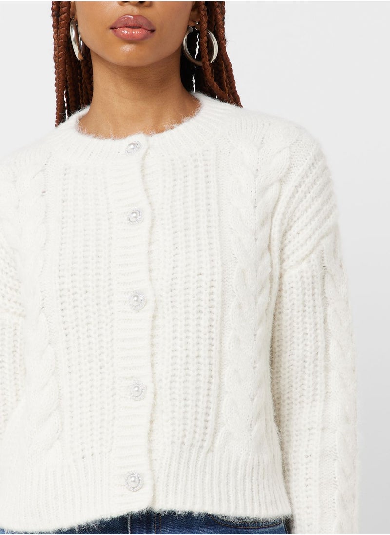 ONLY - Puff Sleeve Knitted Cardigan - Image 1